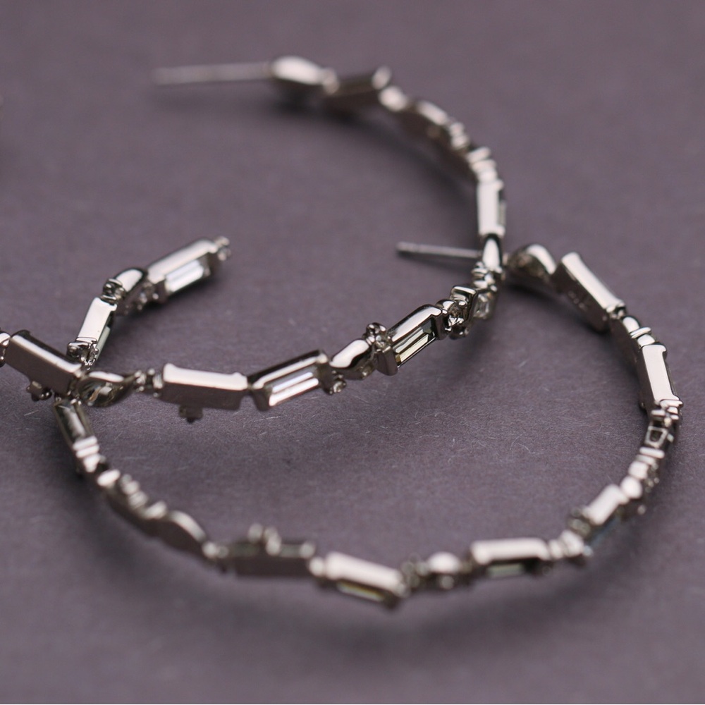 Alexis Bittar Crystal Baguette Hoop Earrings - Picture 3 of 7